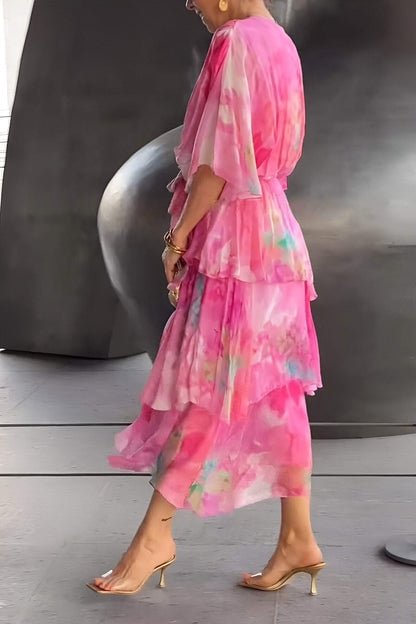 Isabella | Poleret Blomstret Lagdelt Maxi Gallakjole