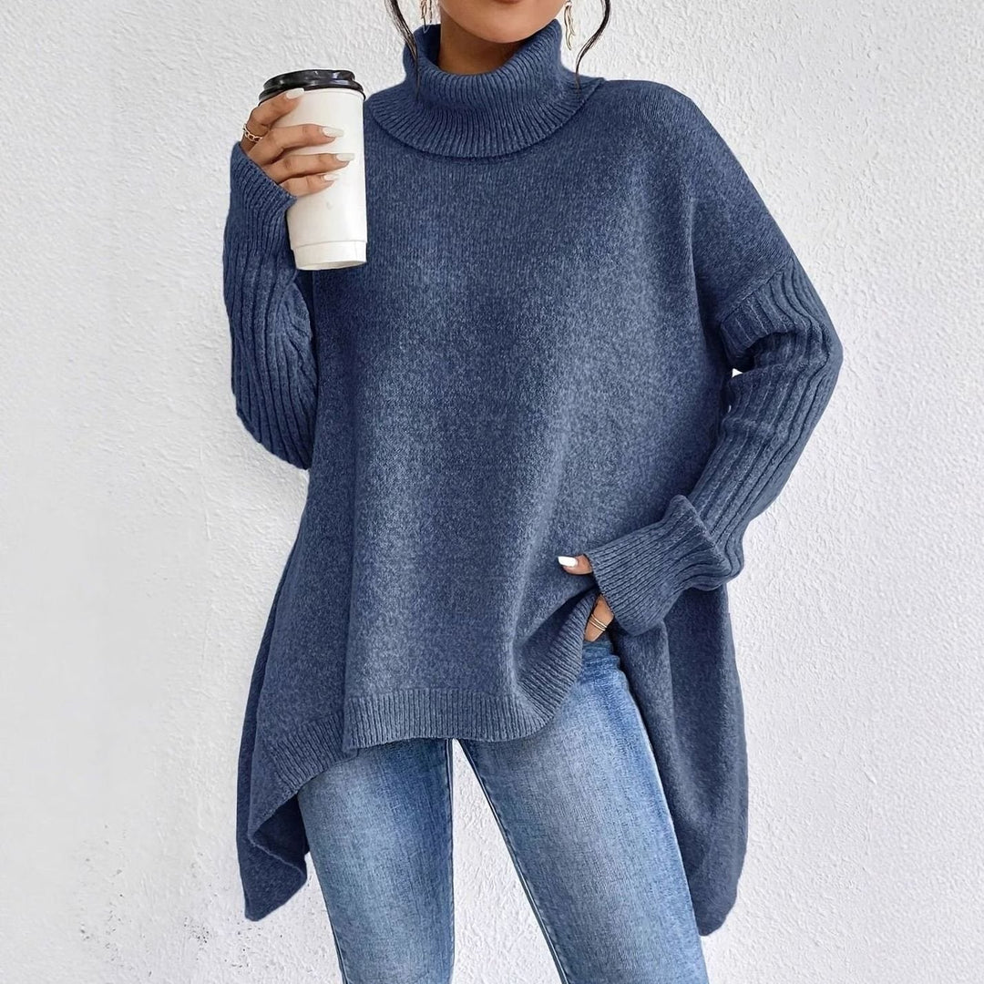 Jacqueline | Graceful Oversized Turtleneck Longline Knit Sweater