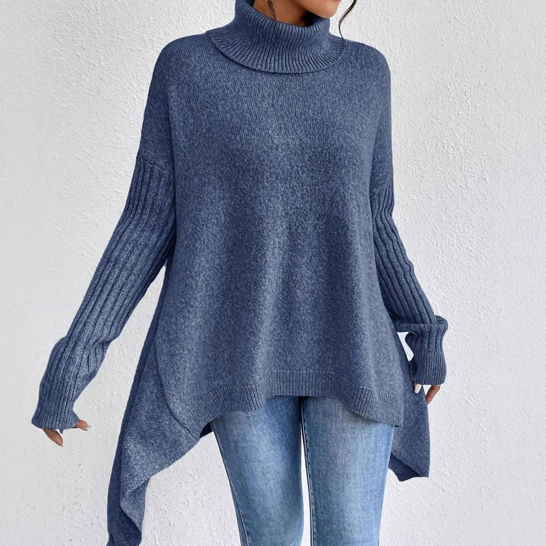Jacqueline | Graceful Oversized Turtleneck Longline Knit Sweater
