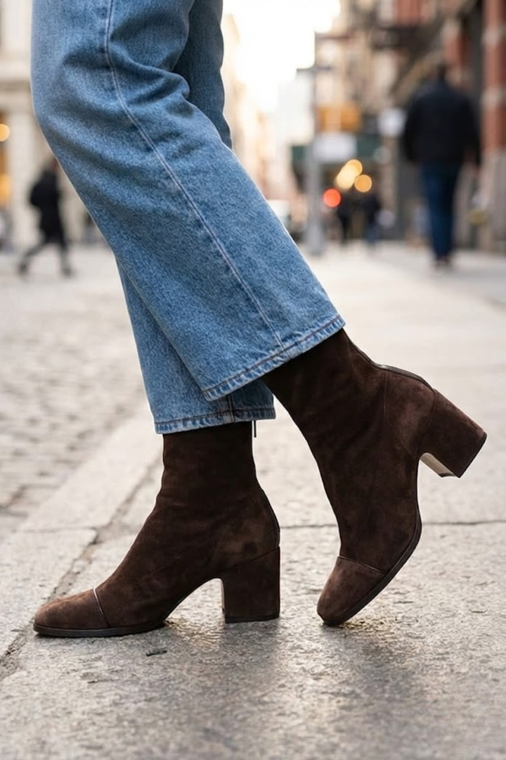 Jacqueline | Sophisticated Cap Toe Block Heel Ankle Boots