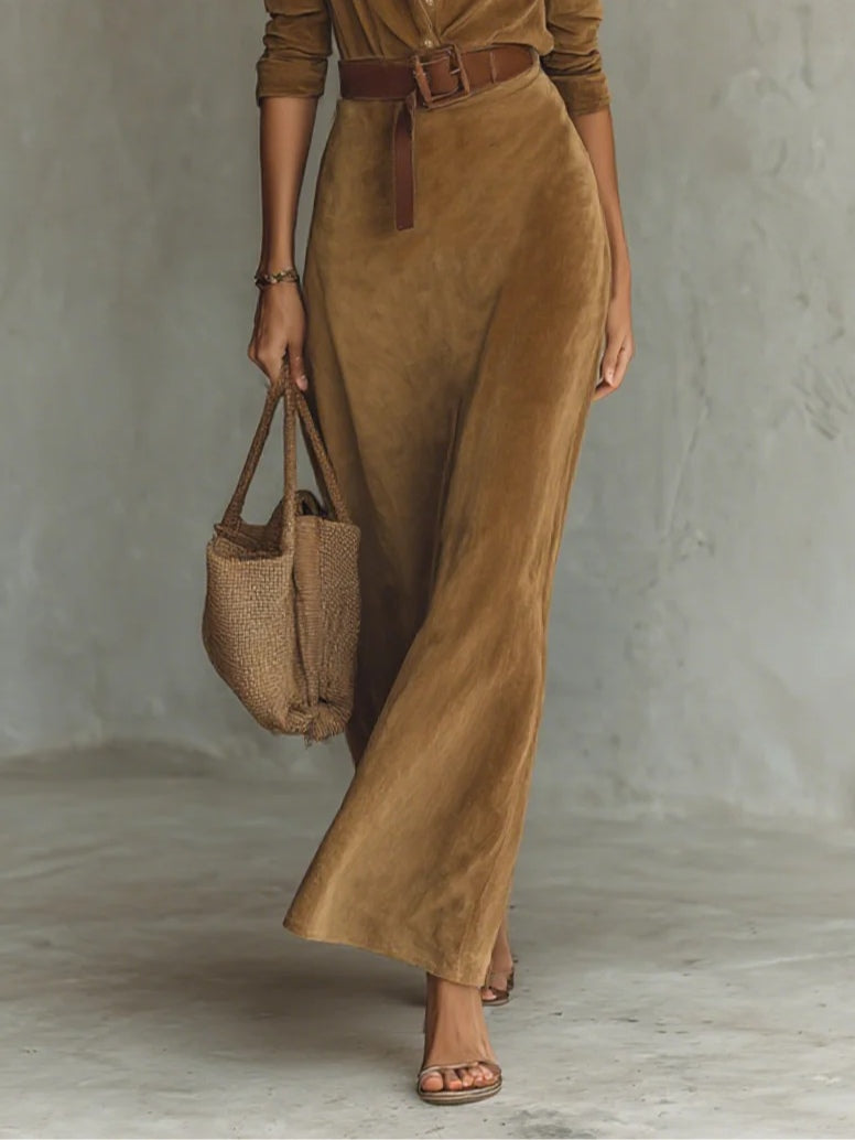 Janet | Stylish Belted Maxi Long Sleeve Dress