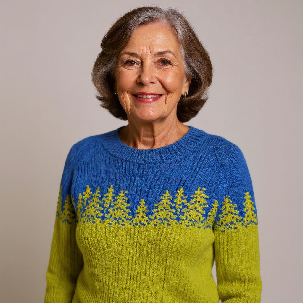 Jean | Cozy Tree Pattern Crewneck Knit Sweater