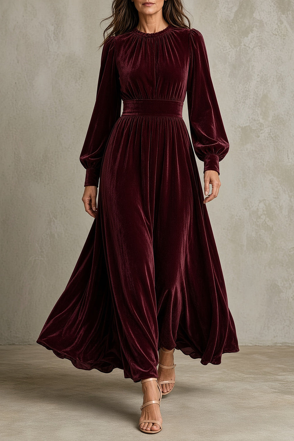 Jean | Sophisticated A-Line Maxi Long Sleeve Dress
