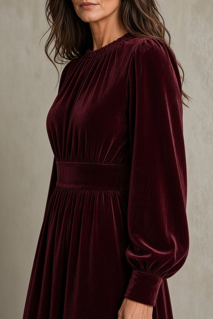 Jean | Sophisticated A-Line Maxi Long Sleeve Dress
