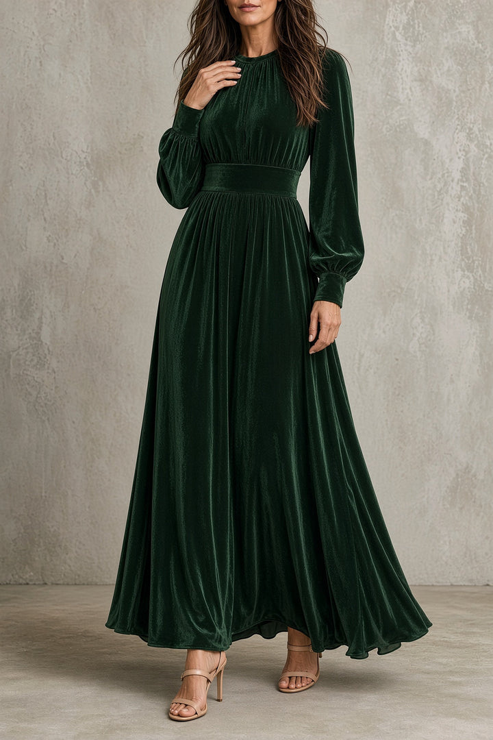 Jean | Sophisticated A-Line Maxi Long Sleeve Dress