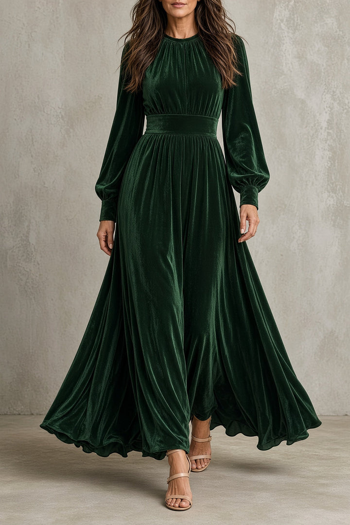 Jean | Sophisticated A-Line Maxi Long Sleeve Dress