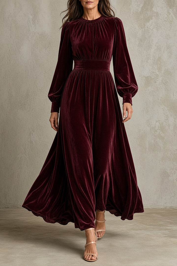 Jean | Sophisticated A-Line Maxi Long Sleeve Dress