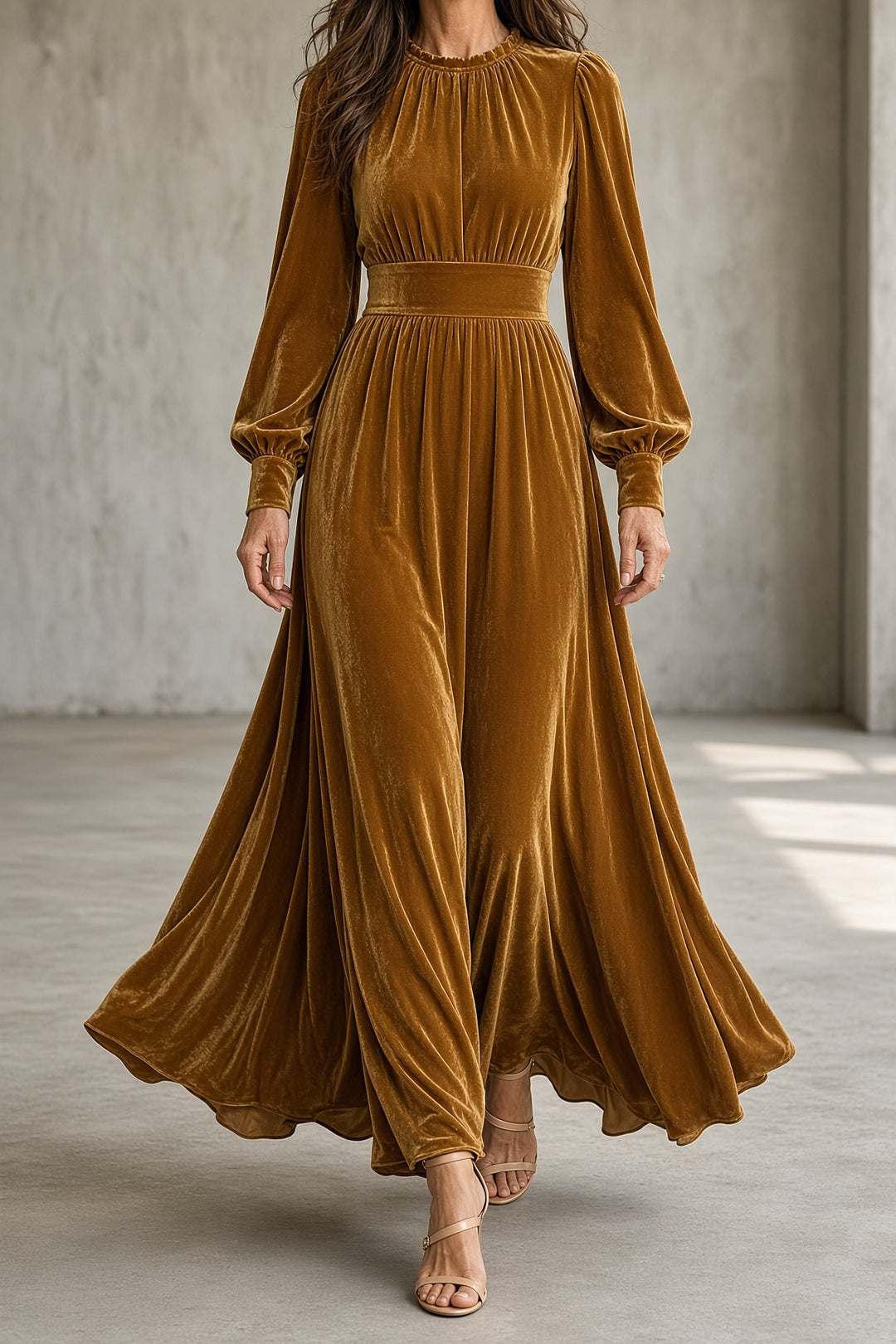 Jean | Sophisticated A-Line Maxi Long Sleeve Dress
