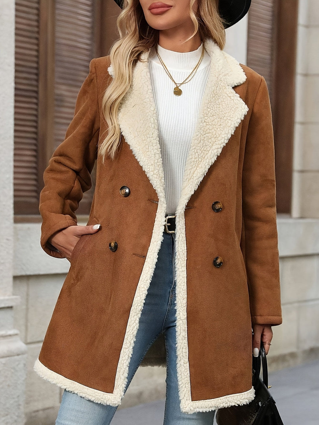 Jennifer | Chic Shearling Lapel Double-Breasted Winter Coats