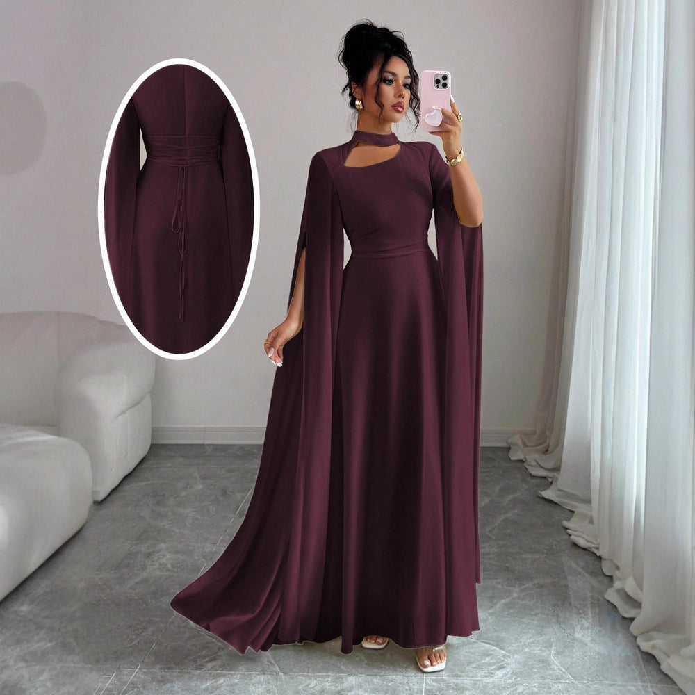Jennifer | Sophisticated Cape Sleeve Winter Wedding Guest Maxi Dress