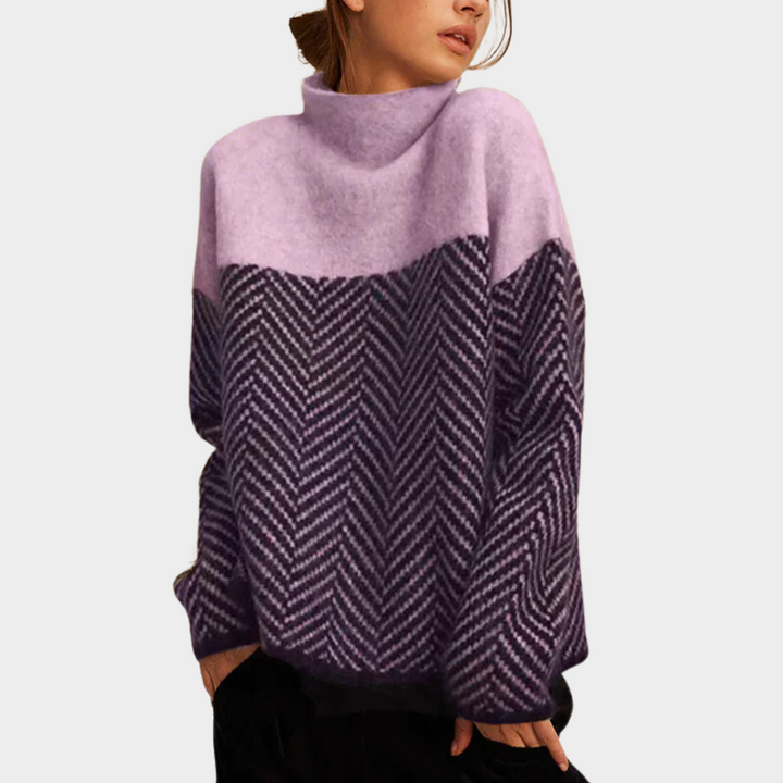 Jennifer | Timeless Chevron Mock Neck Knit Sweater