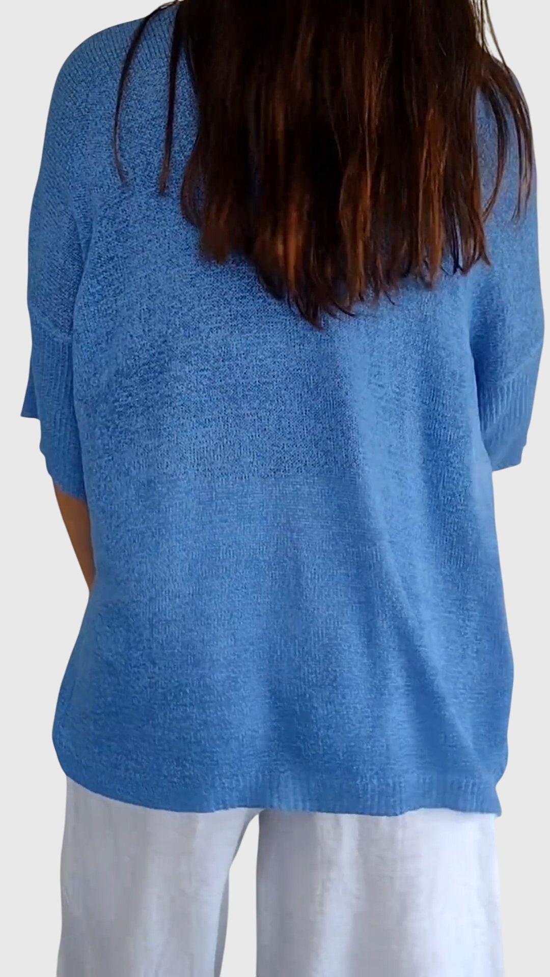 Jessica | Elegant V-Neck Three-Quarter Sleeve Knit Sweater