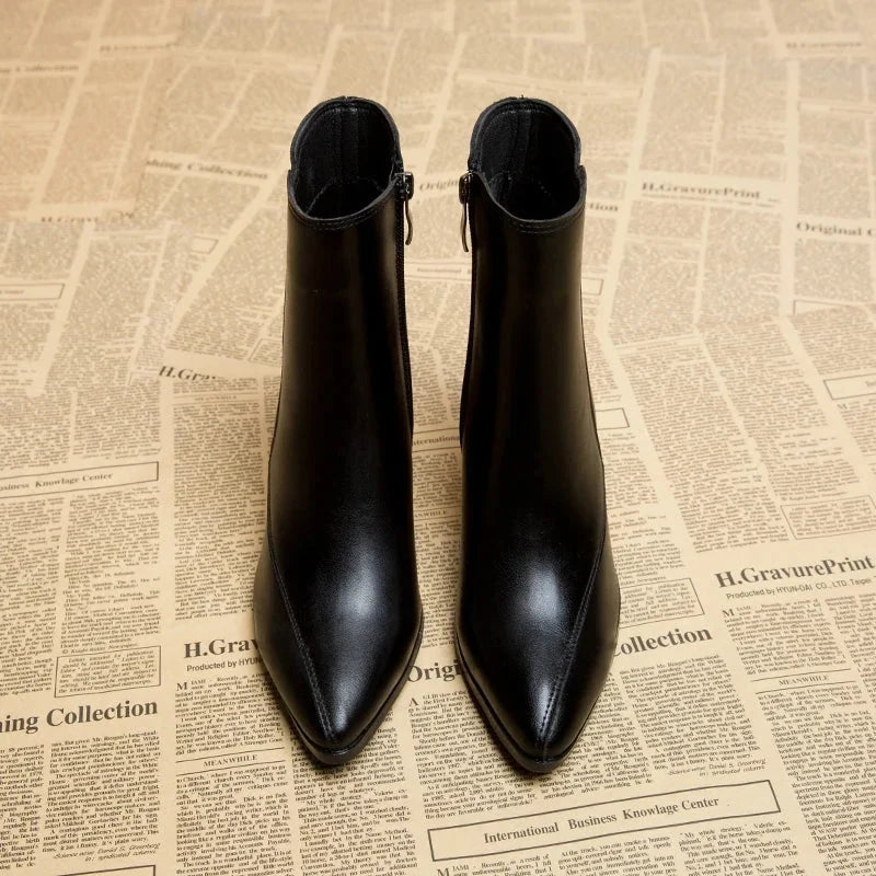 Joan | Elegant Pointed Toe Block Heel Ankle Boots