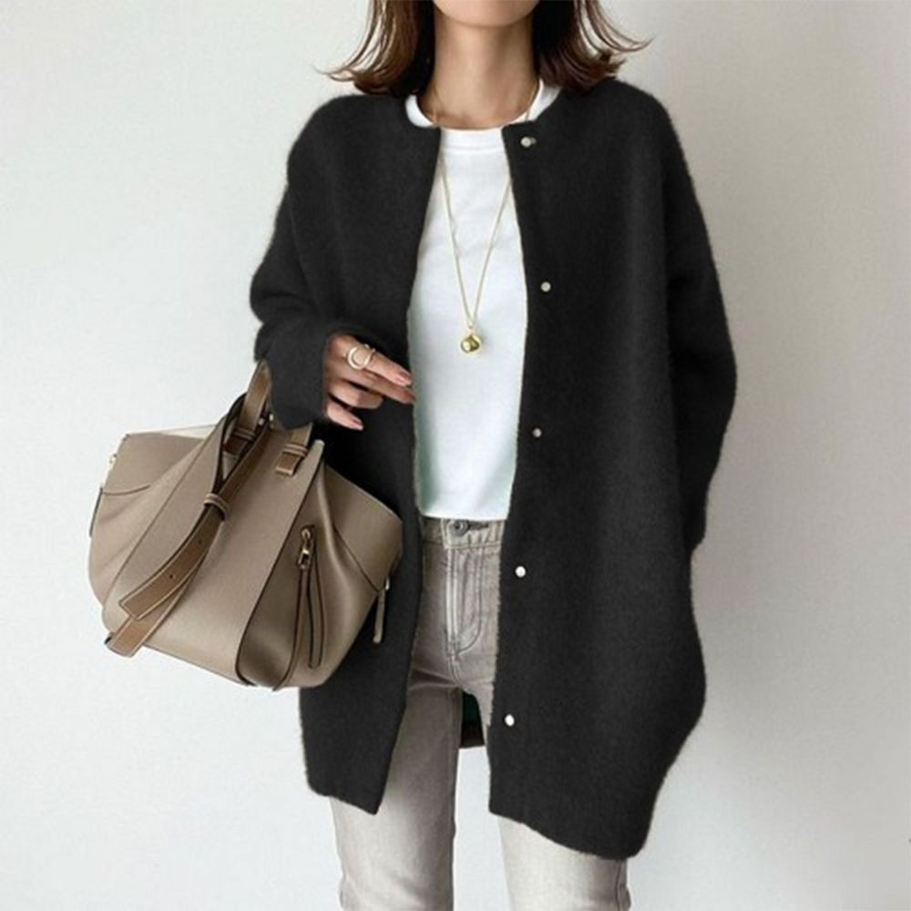 Josefine | Sofistikeret Oversized Cardigan Dame med Lommer