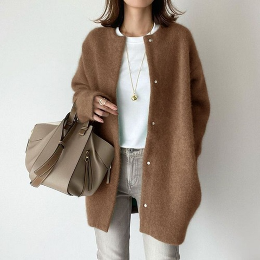 Josefine | Sofistikeret Oversized Cardigan Dame med Lommer