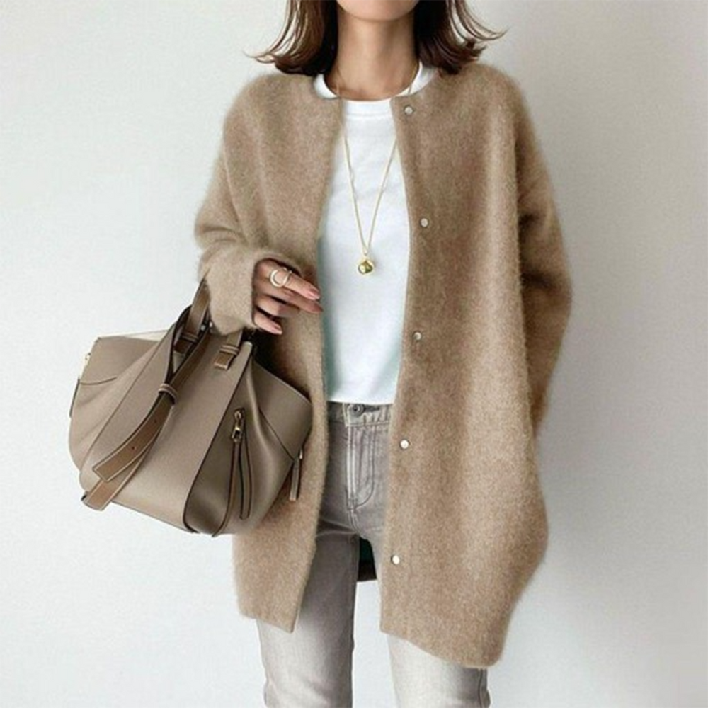 Josefine | Sofistikeret Oversized Cardigan Dame med Lommer