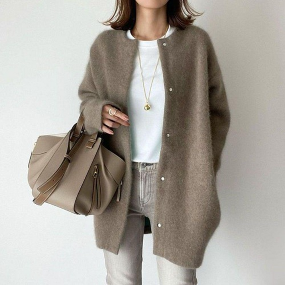 Josefine | Sofistikeret Oversized Cardigan Dame med Lommer