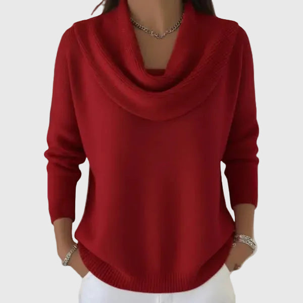 Joyce | Polished Cowl Neck Relaxed Fit Knit Sweater