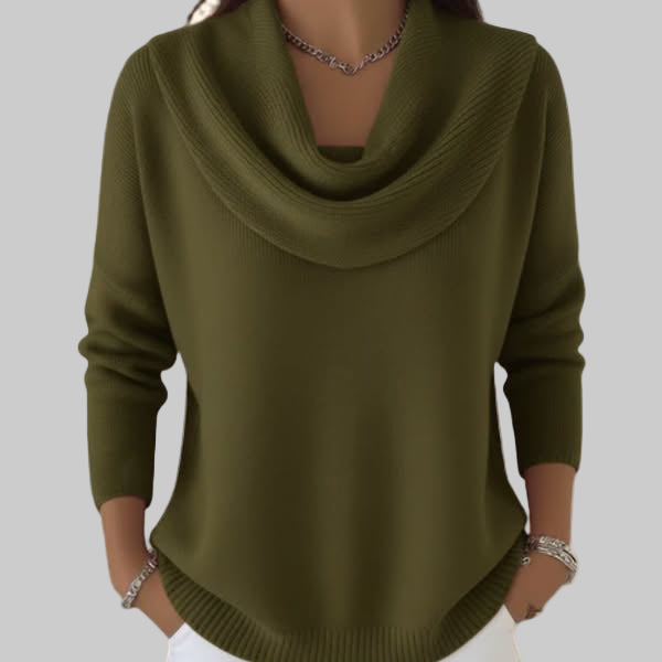 Joyce | Polished Cowl Neck Relaxed Fit Knit Sweater