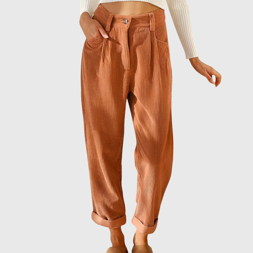 Joyce | Timeless High Waisted Ribbed Tapered Winter Pants