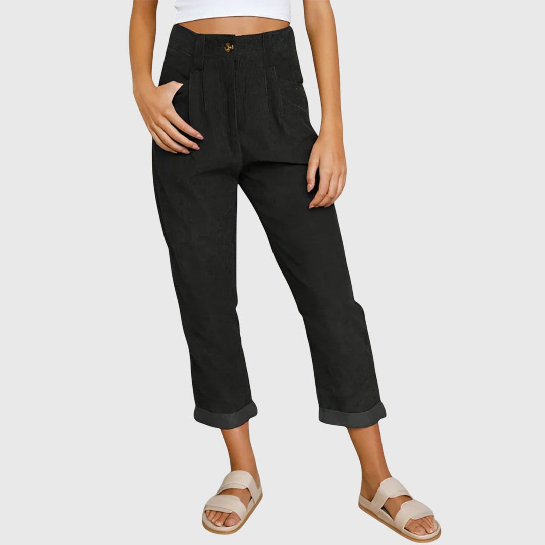 Joyce | Timeless High Waisted Ribbed Tapered Winter Pants