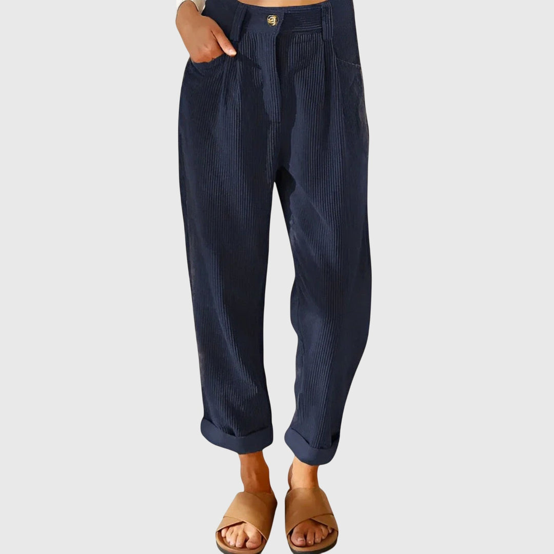 Joyce | Timeless High Waisted Ribbed Tapered Winter Pants