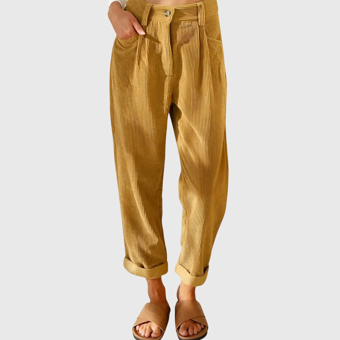 Joyce | Timeless High Waisted Ribbed Tapered Winter Pants