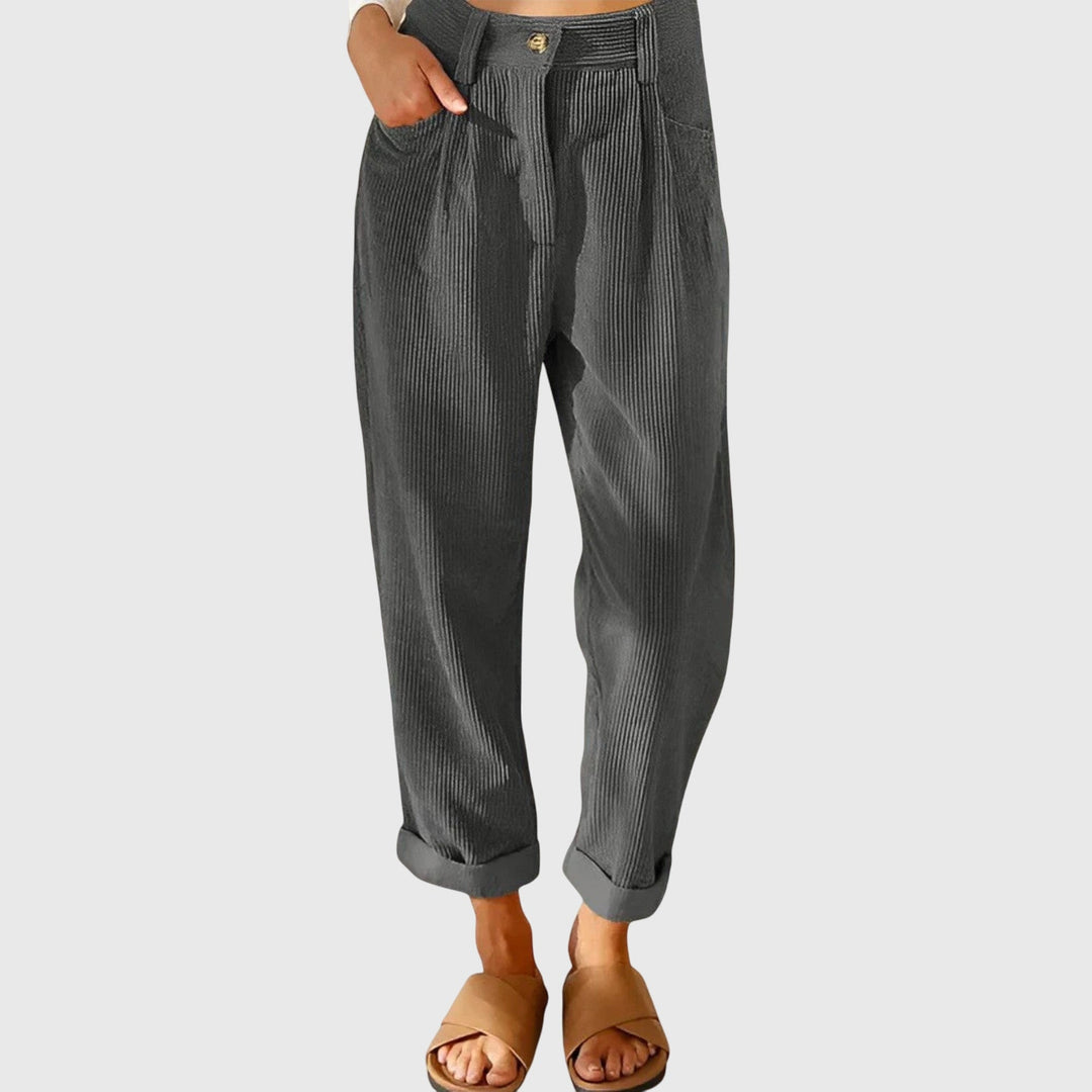 Joyce | Timeless High Waisted Ribbed Tapered Winter Pants