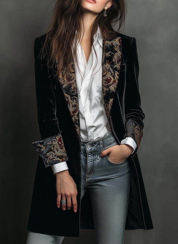 Judith | Chic Baroque Print Tailored Longline Blazer