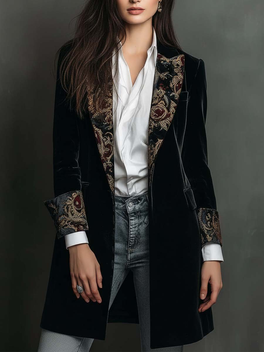 Judith | Chic Baroque Print Tailored Longline Blazer