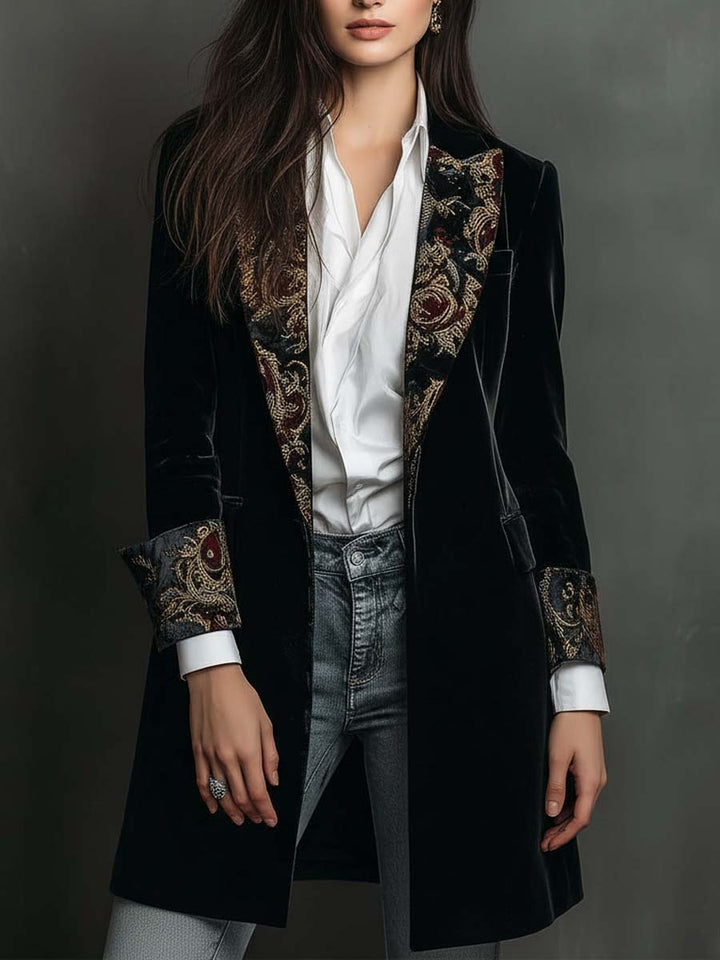 Judith | Chic Baroque Print Tailored Longline Blazer