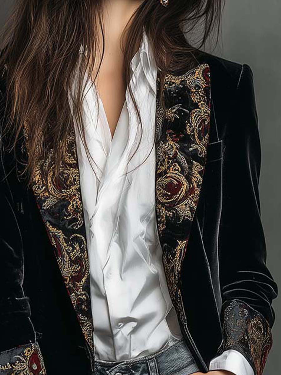 Judith | Chic Baroque Print Tailored Longline Blazer