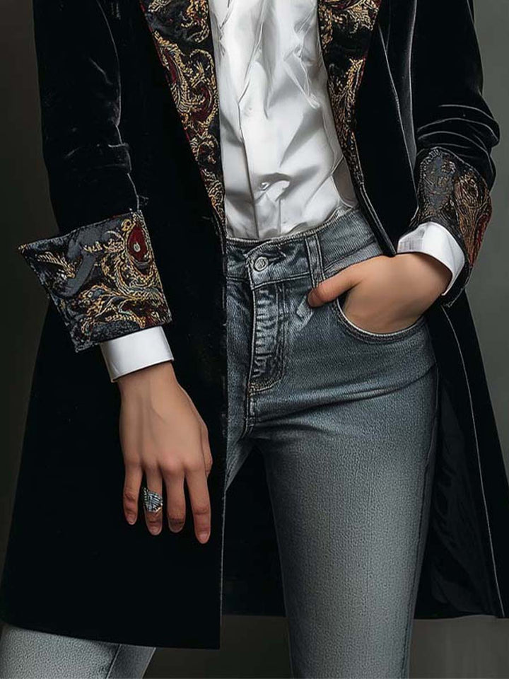 Judith | Chic Baroque Print Tailored Longline Blazer