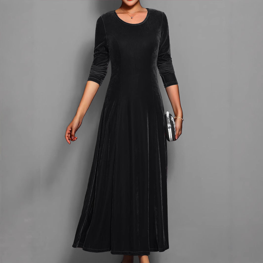 Judith | Polished Lustrous Christmas Dress with Flared Midi Skirt