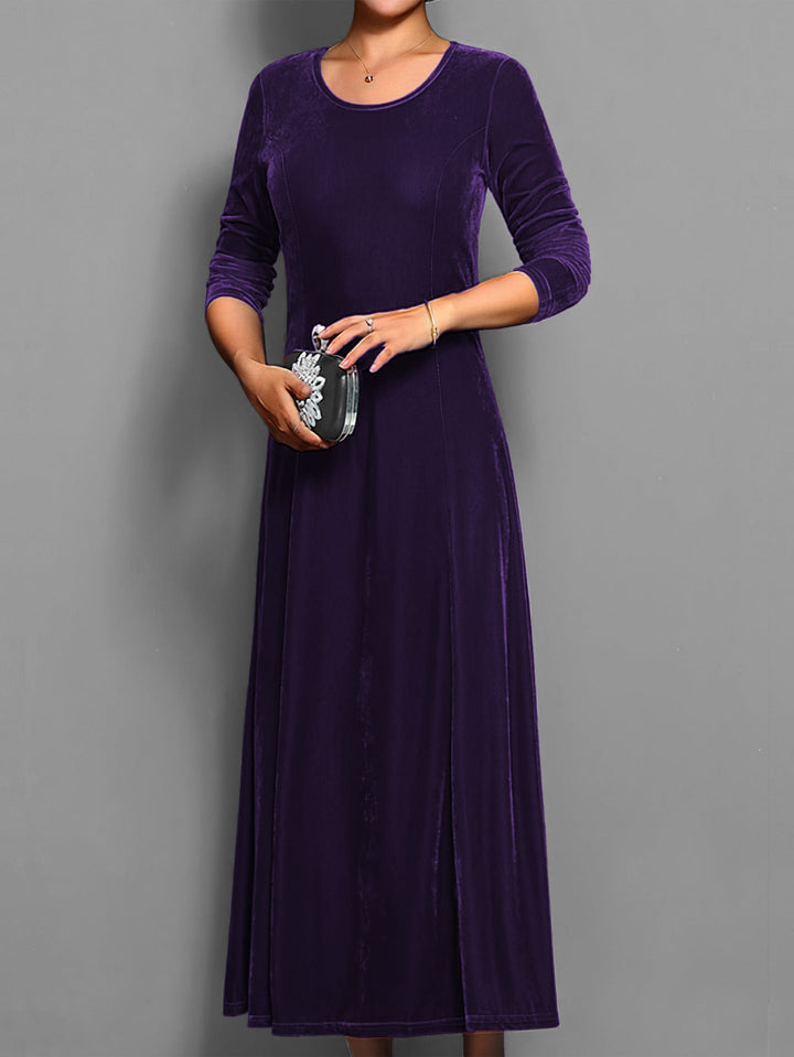 Judith | Polished Lustrous Christmas Dress with Flared Midi Skirt