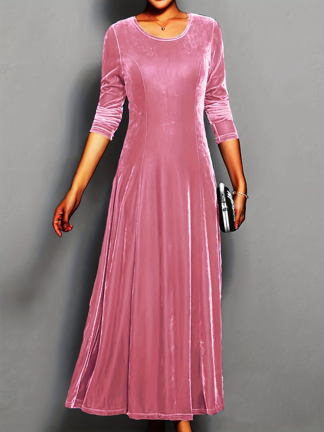Judith | Polished Lustrous Christmas Dress with Flared Midi Skirt