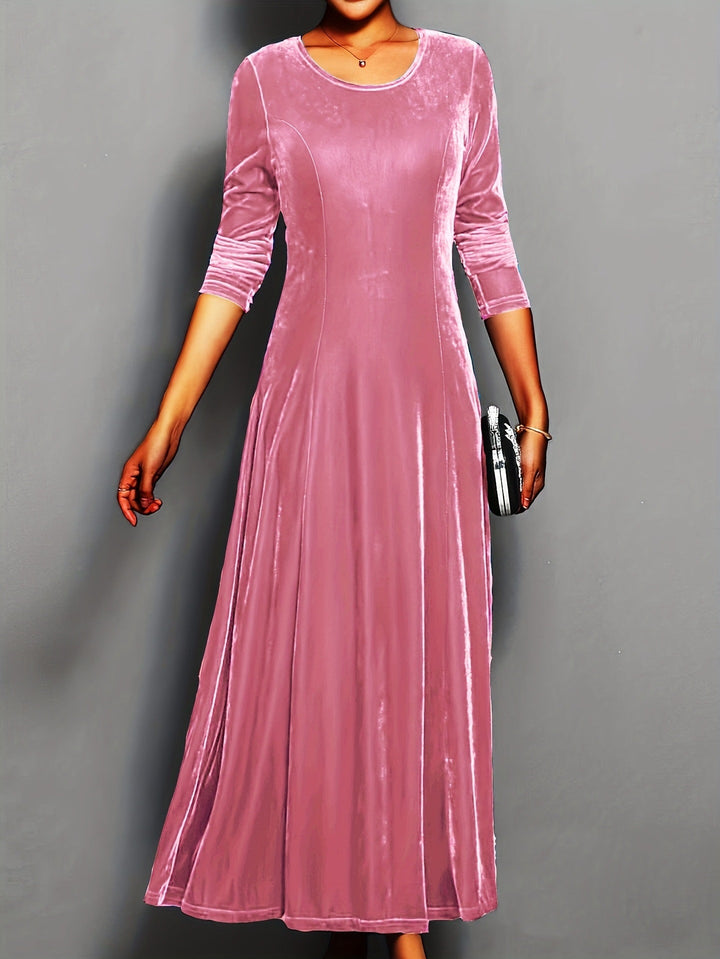 Judith | Polished Lustrous Christmas Dress with Flared Midi Skirt