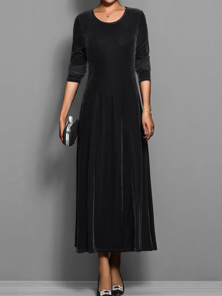 Judith | Polished Lustrous Christmas Dress with Flared Midi Skirt