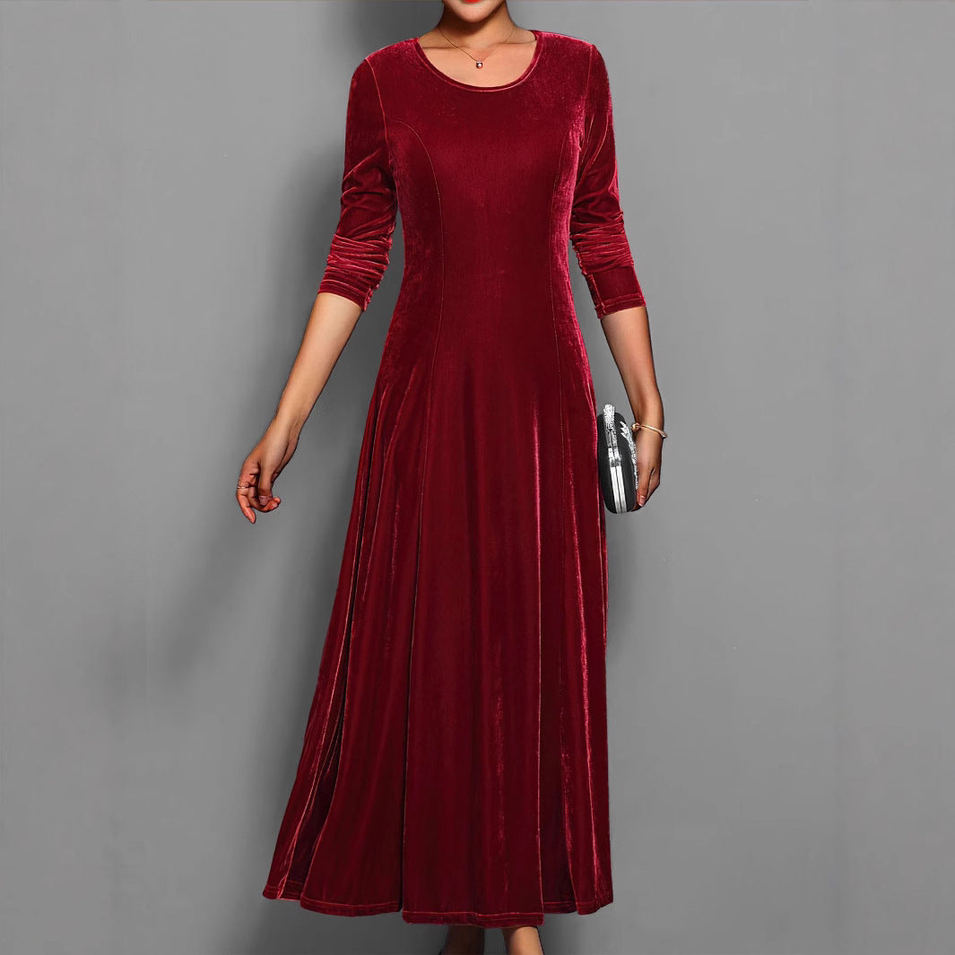 Judith | Polished Lustrous Christmas Dress with Flared Midi Skirt