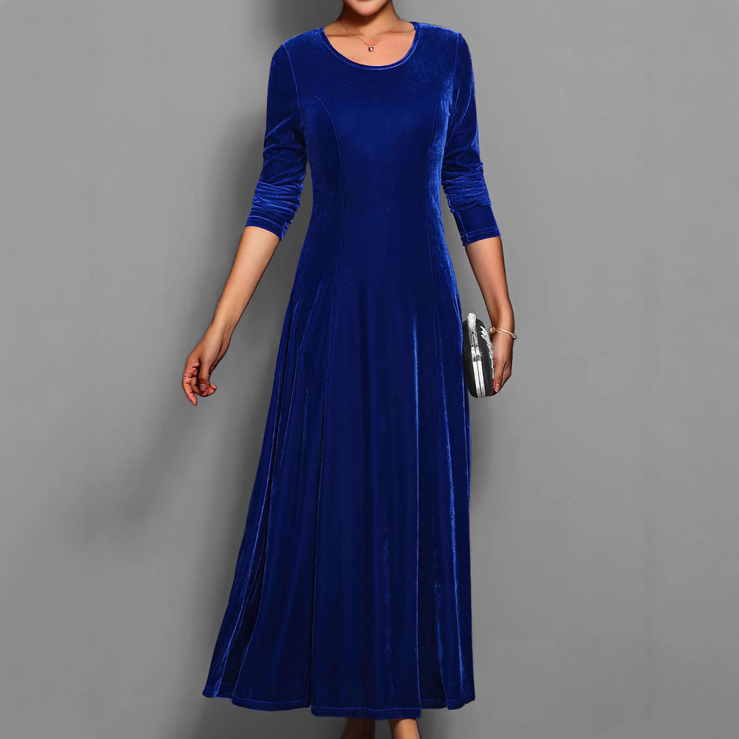 Judith | Polished Lustrous Christmas Dress with Flared Midi Skirt