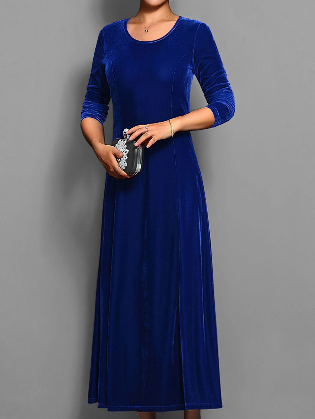 Judith | Polished Lustrous Christmas Dress with Flared Midi Skirt