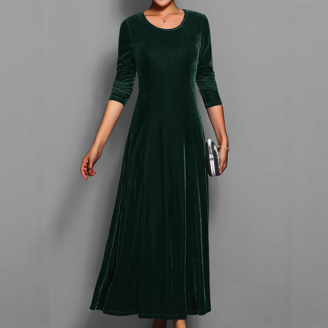 Judith | Polished Lustrous Christmas Dress with Flared Midi Skirt