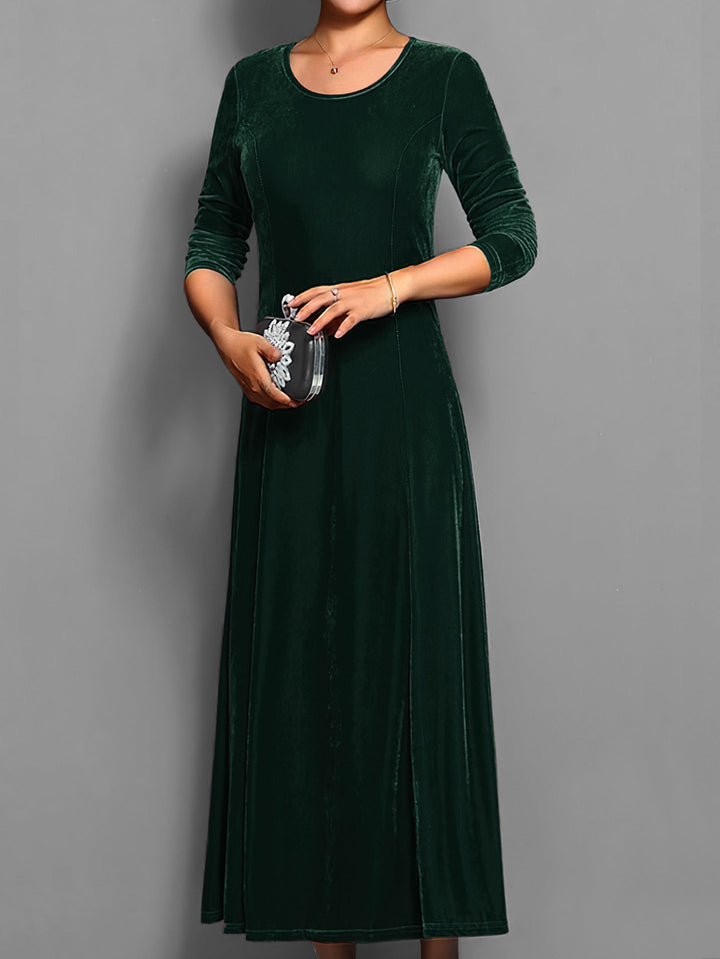 Judith | Polished Lustrous Christmas Dress with Flared Midi Skirt