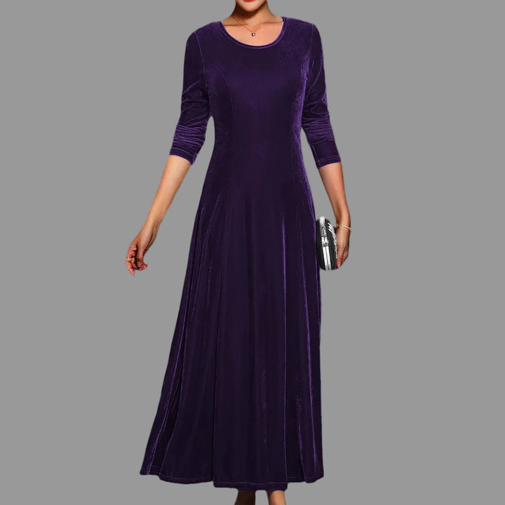 Judith | Polished Lustrous Christmas Dress with Flared Midi Skirt