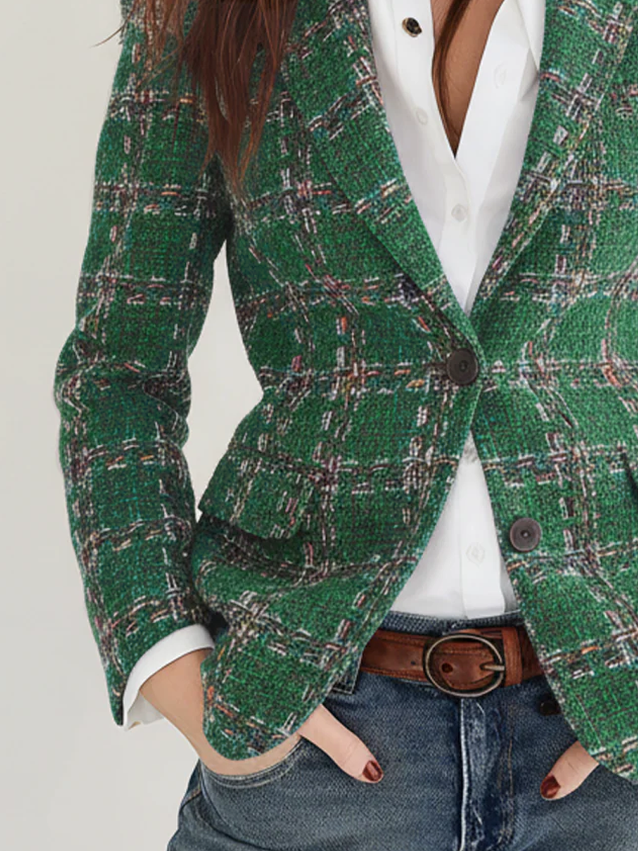 Judy | Classic Tailored Vintage Plaid Blazer