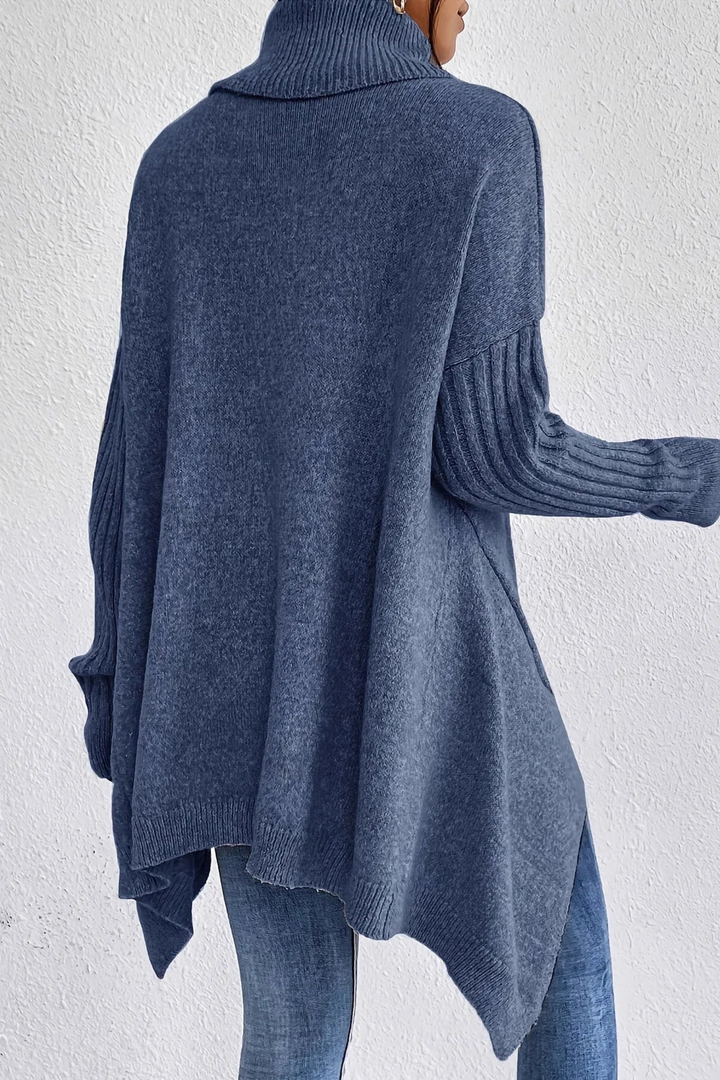 Judy | Cozy Oversized Ribbed Sleeve Turtleneck Sweater