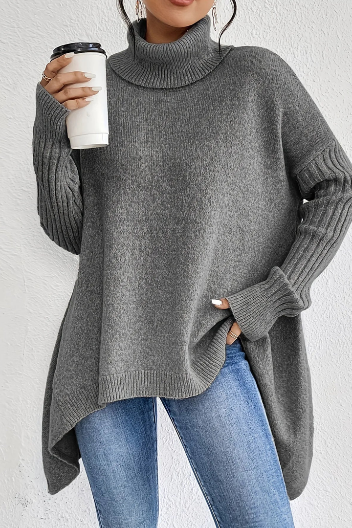 Judy | Cozy Oversized Ribbed Sleeve Turtleneck Sweater