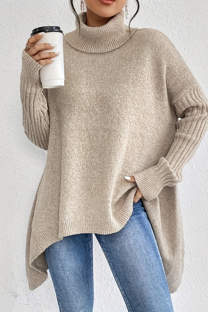 Judy | Cozy Oversized Ribbed Sleeve Turtleneck Sweater