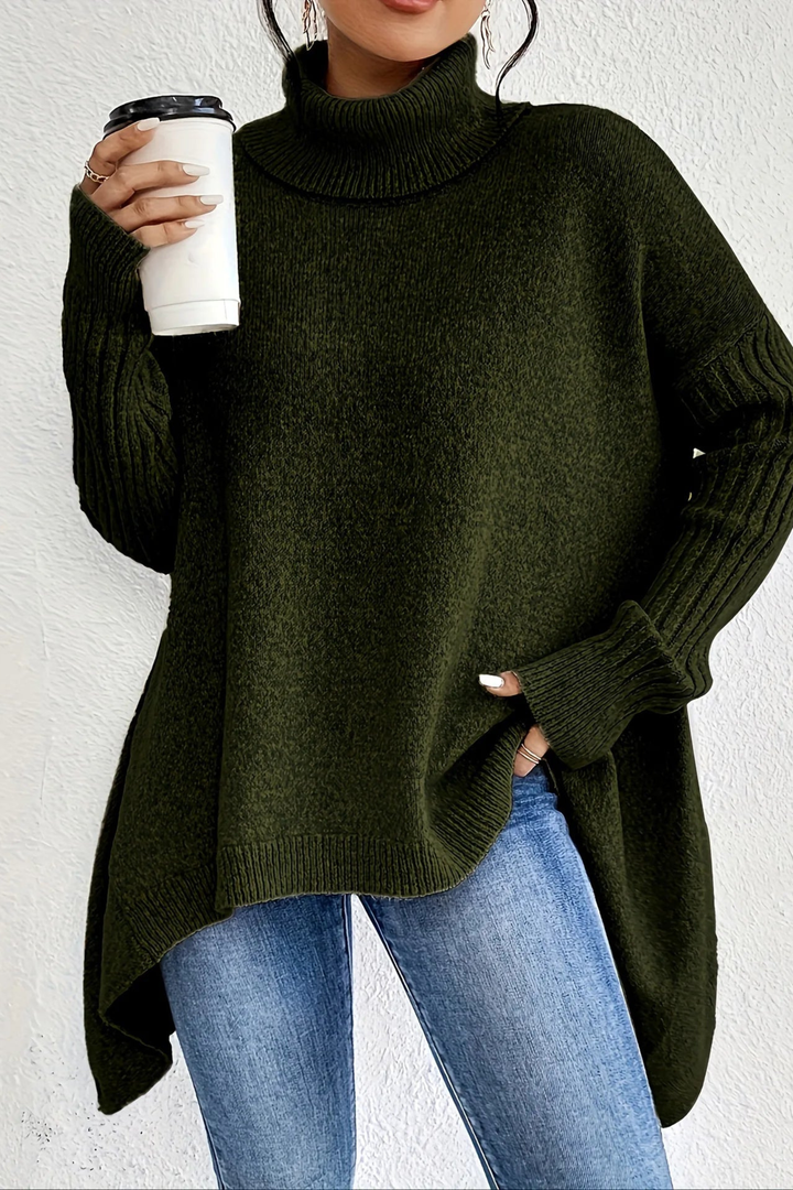 Judy | Cozy Oversized Ribbed Sleeve Turtleneck Sweater