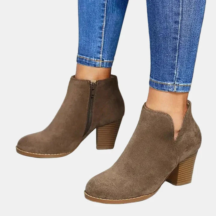 Judy | Graceful Block Heel Side-Zip Ankle Boots
